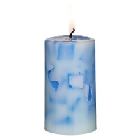 Stumpenkerze mit Stücken (blau)