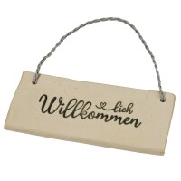 Keramik trifft Upcycling - Türschild "Herzlich...