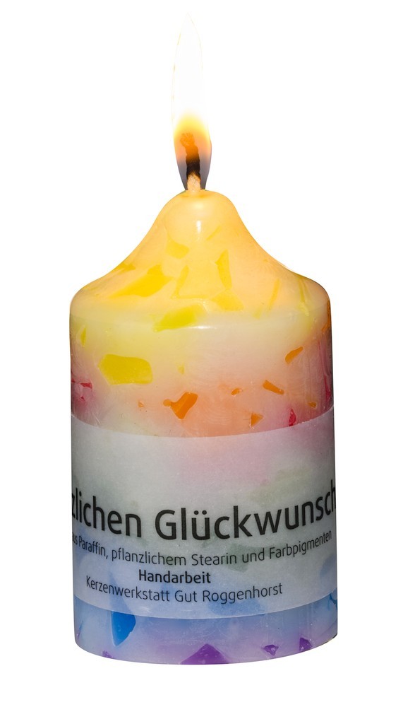 Regenbogenkerze 'Glückwunsch' – Gute Dinge – Shop der Lebenshilfe