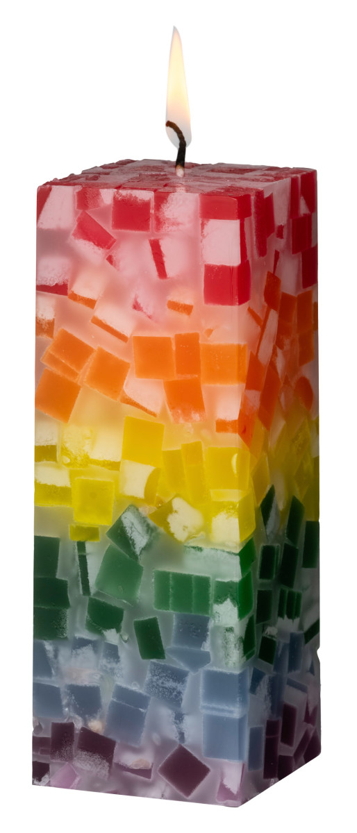 Kerze Mosaik Regenbogen – Gute Dinge – Shop der Lebenshilfe